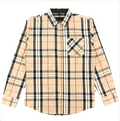 Veno Mens Button Down Long Sleeve - Tan Plaid