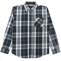 Veno Mens Button Down Long Sleeve - Black Grey Plaid