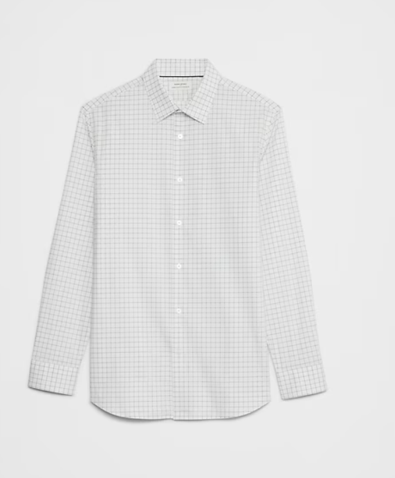Banana Republic Mens Button Down - White Plaid