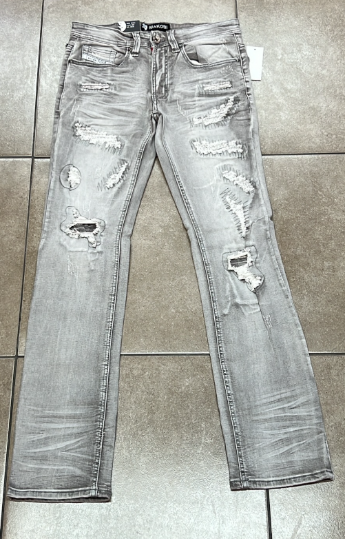 Makobi Grey Distressed Ripped Jean