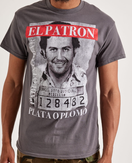 El Patron Pablo Escobar Plata O Plomo Tee - Charcoal