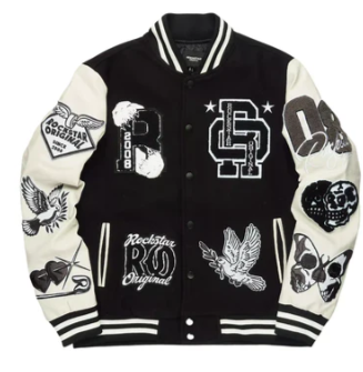 Black & White Rockstar Varsity Jacket