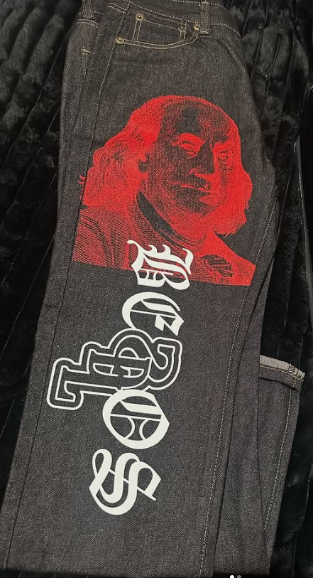 S.D.L Ben Franklin Red Graphic Jeans (Black)