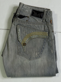 Robin's Jeans Grey Wash Gold Silver Studded Denim