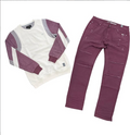 Hood Classy Fit 250 - White Mauve Colorblock Crewneck Burgundy Set
