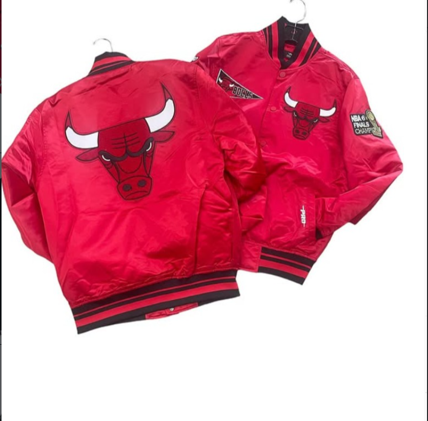 Pro Standard Chicago Bulls Red Satin Varsity Jacket