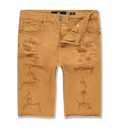 Caramel Ripped Denim Shorts