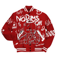 No Days Off Varsity Jacket - Red