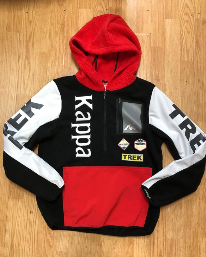 Kappa x Trek Red & Black Colorblock Hoodie