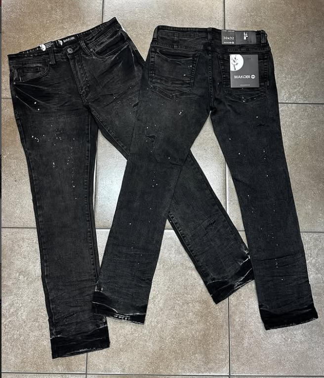 Makobi Black Paint Splatter Jean