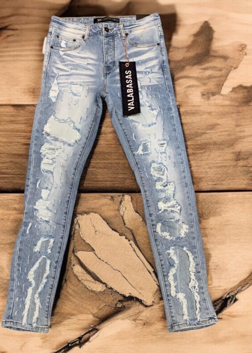 Valabasas Jeans - Light Wash Shredded Slim