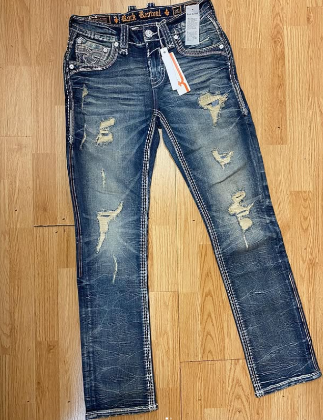 Rock Revival Jeans - Medium Wash Distressed