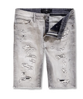 Grey Ash Distressed Denim Shorts