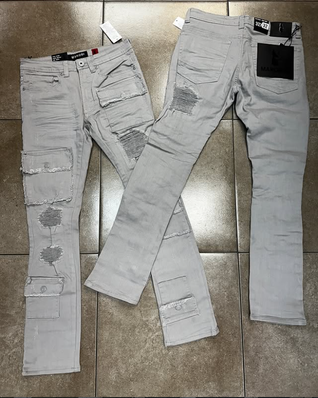 Makobi Grey Cargo Distressed Jean