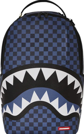 Sprayground Shark Bite Checkered Backpack (Navy)
