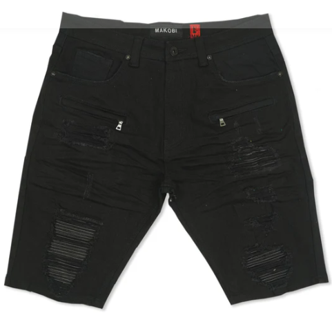 Black Distressed Denim Shorts