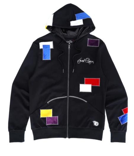 Mondrian Zip-Up Hoodie - Black