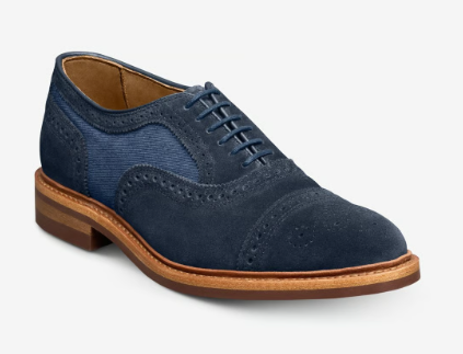 Navy Two-Tone Suede Brogue Oxford