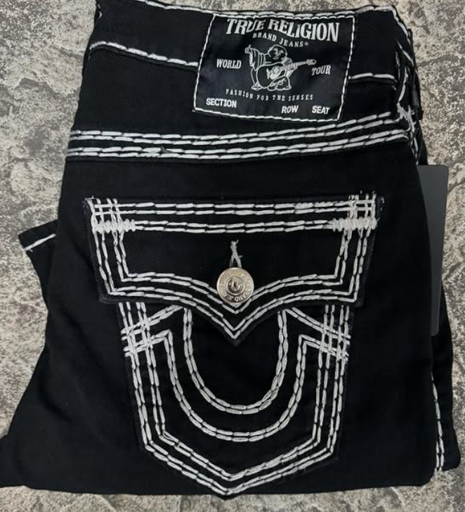 True Religion Big T Stitch Black Jeans