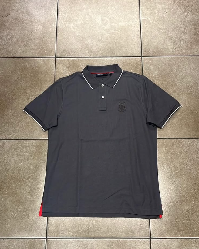 Psycho Bunny Tonal Logo Polo – Charcoal