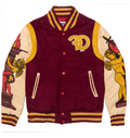 AD Angel Statue Varsity Jacket – Burgundy