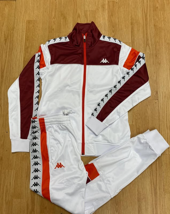 Kappa Track Suit - White/Burgundy/Red