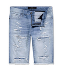 Light Wash Distressed Denim Shorts