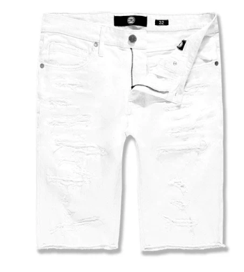 White Ripped Denim Shorts