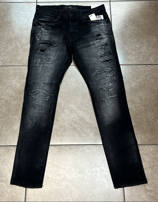 Jordan Craig Black Heavy Ripped Slim Jean