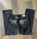 Robin's Jeans Black Bootcut Full Rhinestone V-Pocket Denim