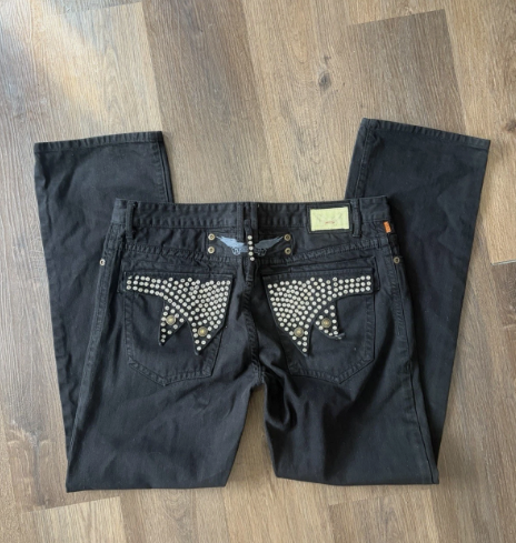 Robin's Jeans Black Bootcut Full Rhinestone V-Pocket Denim