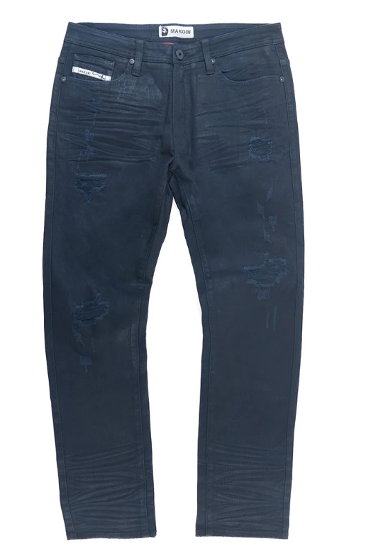 Makobi Navy Slim Distressed Jean