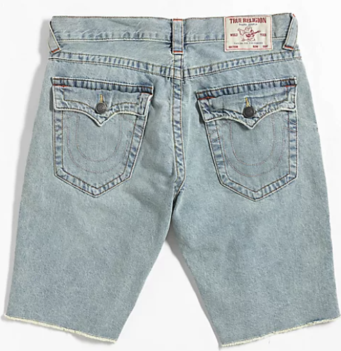 True Religion Light Blue Raw Hem Denim Shorts