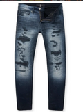 Jordan Craig Mens Jeans - Dark Indigo Heavy Distressed Slim