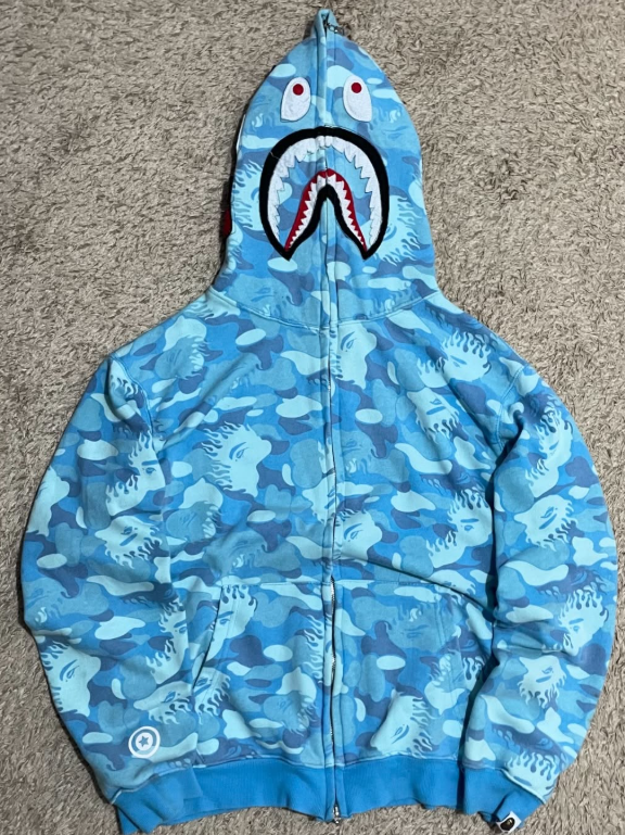 Bape Shark Full Zip Hoodie (Blue Camo)