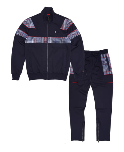 Filthy Track Set - Navy Plaid