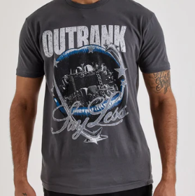 Outrank Say Less Lips Graphic Tee - Charcoal