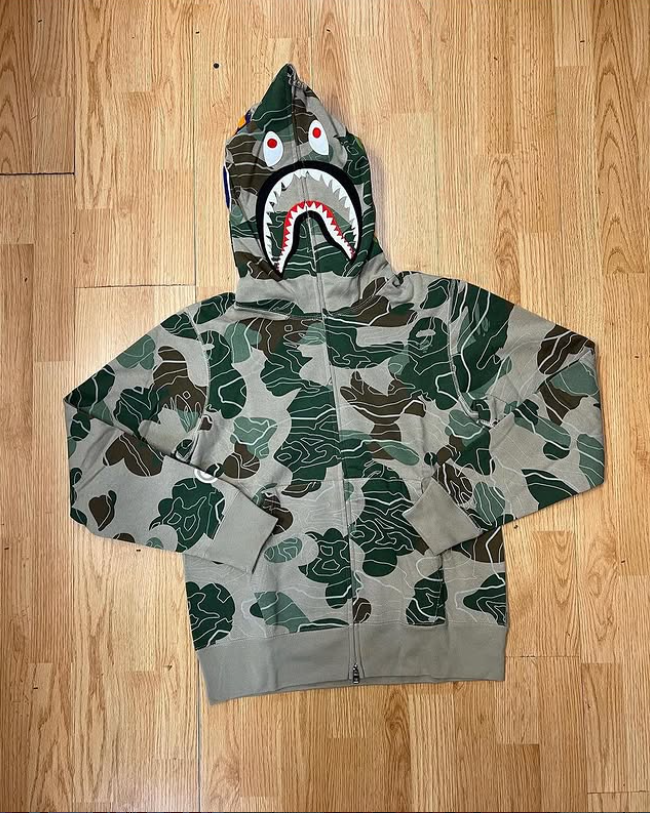 BAPE Classic Camo Shark Full Zip Hoodie - Green