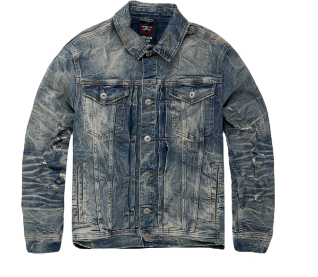 Medium Wash Crinkle Denim Jacket