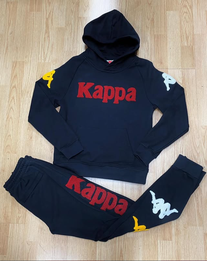 Kappa Black & Red Multi-Color Hoodie Track Set
