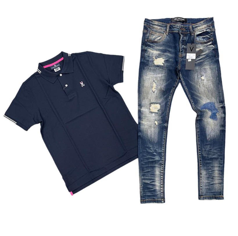 Hood Classy Fit 265 - Psycho Bunny Navy Polo Valabasas Set