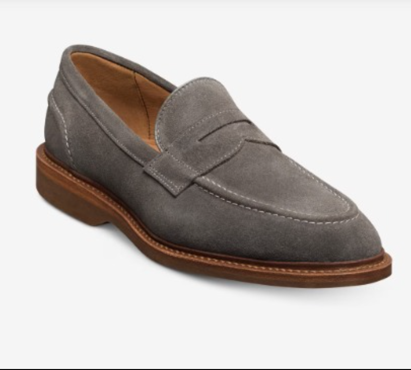 Grey Suede Penny Loafers