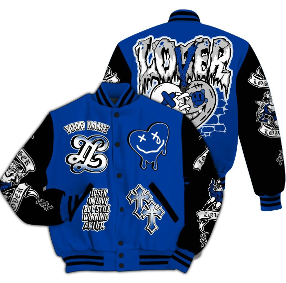 Loser In Love Varsity Jacket - Royal Blue/Black