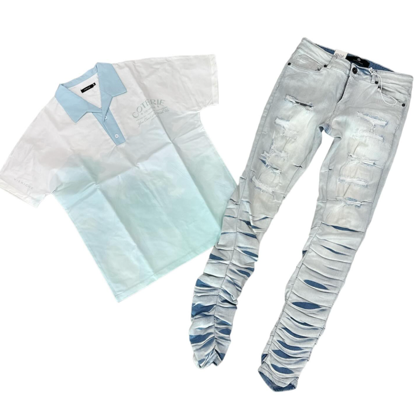 Hood Classy Fit 275 - Light Blue Polo Stacked Set