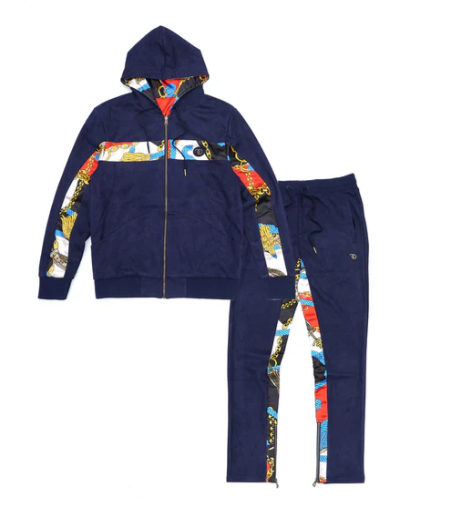 Track Set - Navy Baroque Print