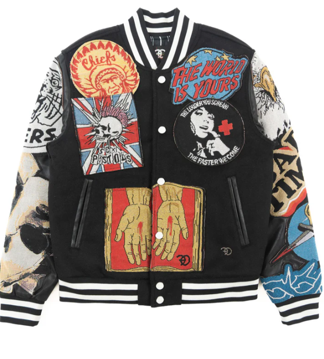 The World Is Yours Punk Collage Varsity Jacket
