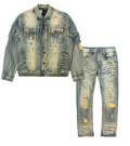 Distressed Denim Set - Vintage Gold