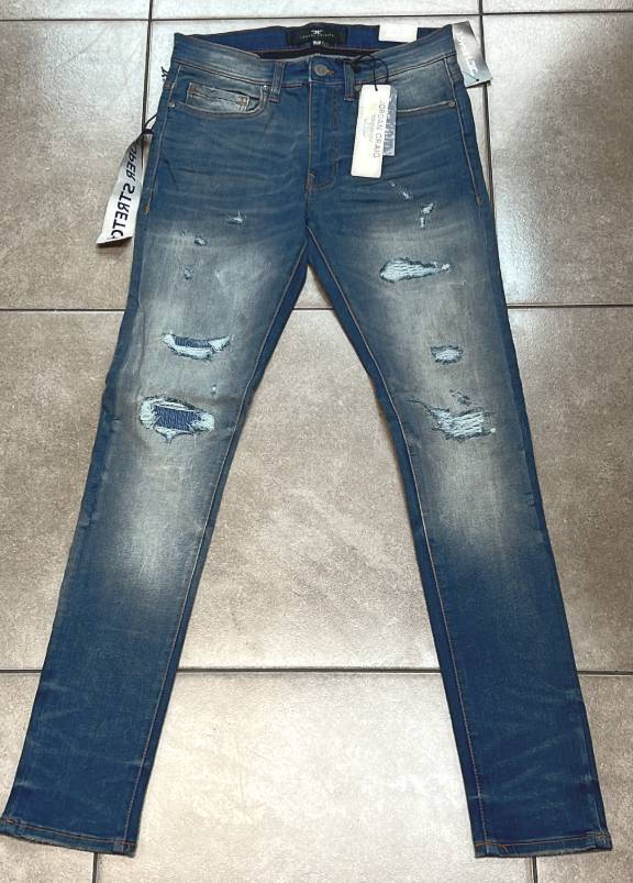 Jordan Craig Super Stretch Medium Blue Heavy Ripped Jean