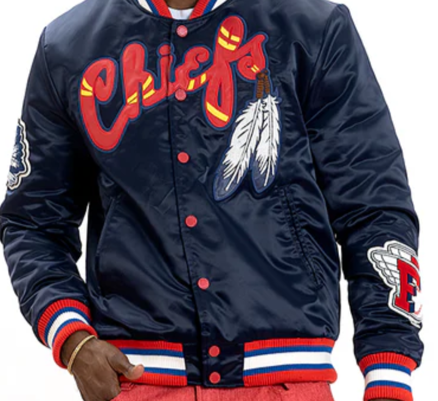 Chiefs Satin Varsity Jacket – Navy