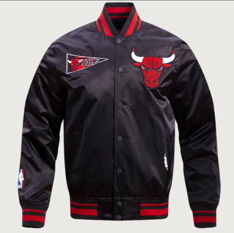 Pro Standard Chicago Bulls Black Satin Varsity Jacket